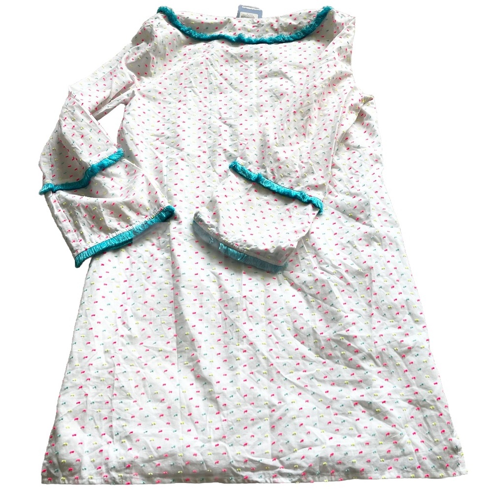 SAIL TO SABLE STS NWT NEON SWISS DOT SHIFT DRESS W/ FRINGE DETAILS VACATION - Picture 2 of 7